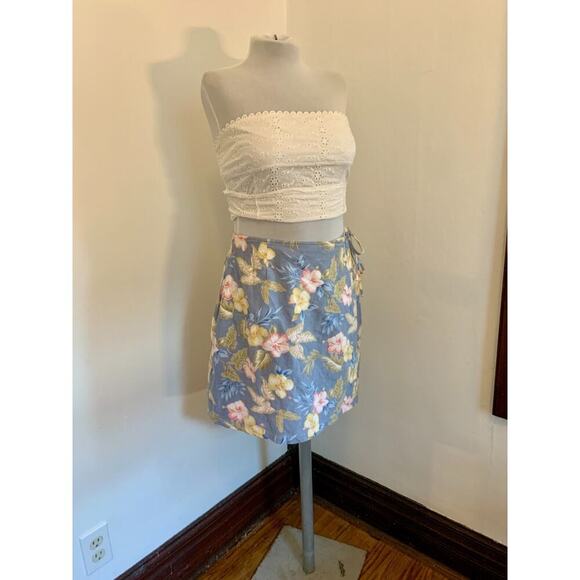 Jennifer Moore VTG y2k 90s 2000s Floral Wrap Skort Tie Skirt Tropical 6 Cotton - Picture 3 of 16